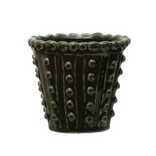 Green Stoneware Hobnail Planter | Michaels Stores