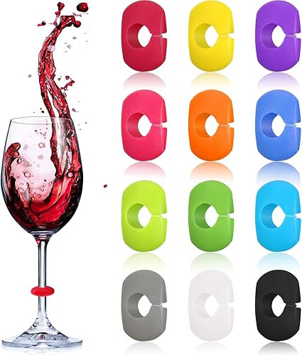 Zonon Wine Glass Charms Markers Silicone Drink Markers for Wine Glass Champagne Flutes Cocktails,... | Amazon (US)