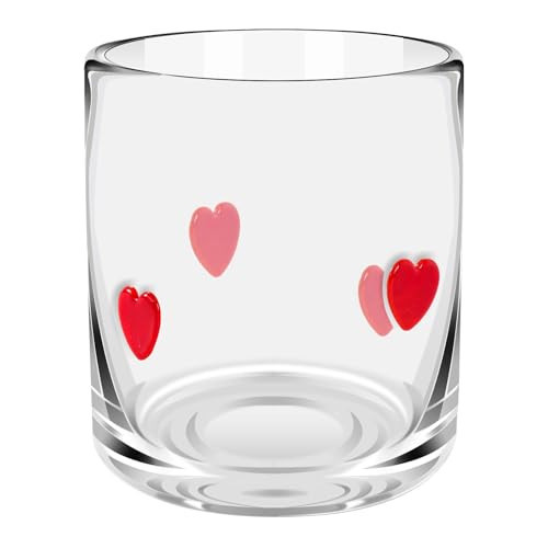 Sel Natural 14 Ounce Heart Icon Juice Glasses, Valentines Glass Juice Cups Cocktail Glasses Aesthetic Drinking Glass Old Fashioned Iconic Glasses for Women Sister Friend Party | Amazon (US)