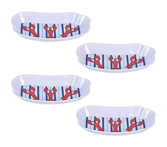 Temp-tations Set of 4 Melamine Hot Dog Plates - QVC.com | QVC