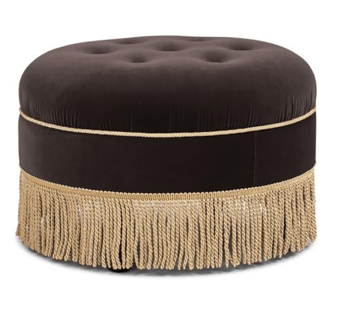Jennifer Taylor Home Yolanda 24" Round Upholstered Accent Ottoman, Deep Brown Performance Velvet | Amazon (US)