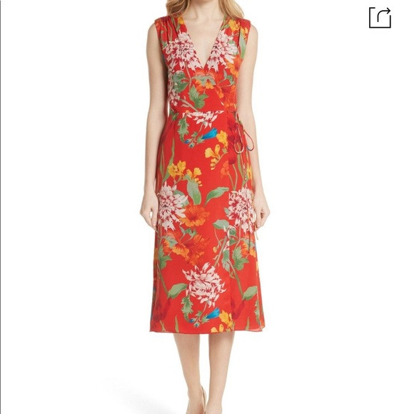 Alice & Olivia Red Floral Wrap Dress | Poshmark