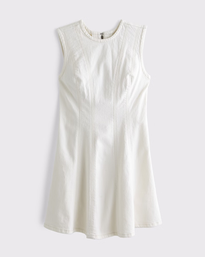 The A&F Mila High-Neck Denim Mini Dress | Abercrombie & Fitch (UK & DE)