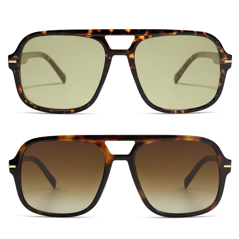 Retro Trendy Square Aviator Sunglasses Womens Mens 70s Classic Vintage Oversized Sun Glasses AR82... | Amazon (US)