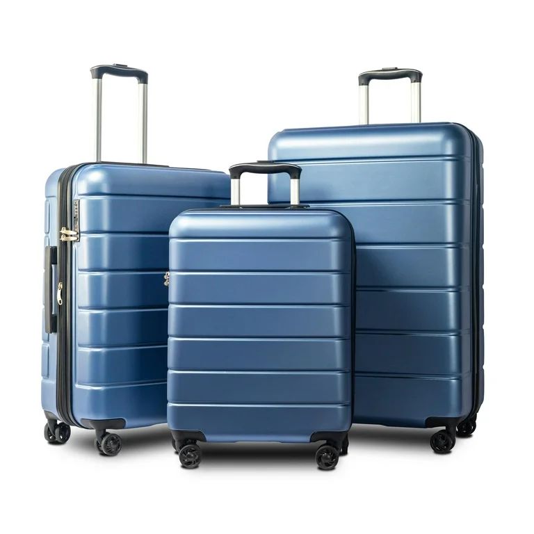 Zimtown 3Pcs 20/24/28" Luggage Set Travel Bag TSA Lock ABS+PC Trolley Carry On Suitcase, Blue | Walmart (US)