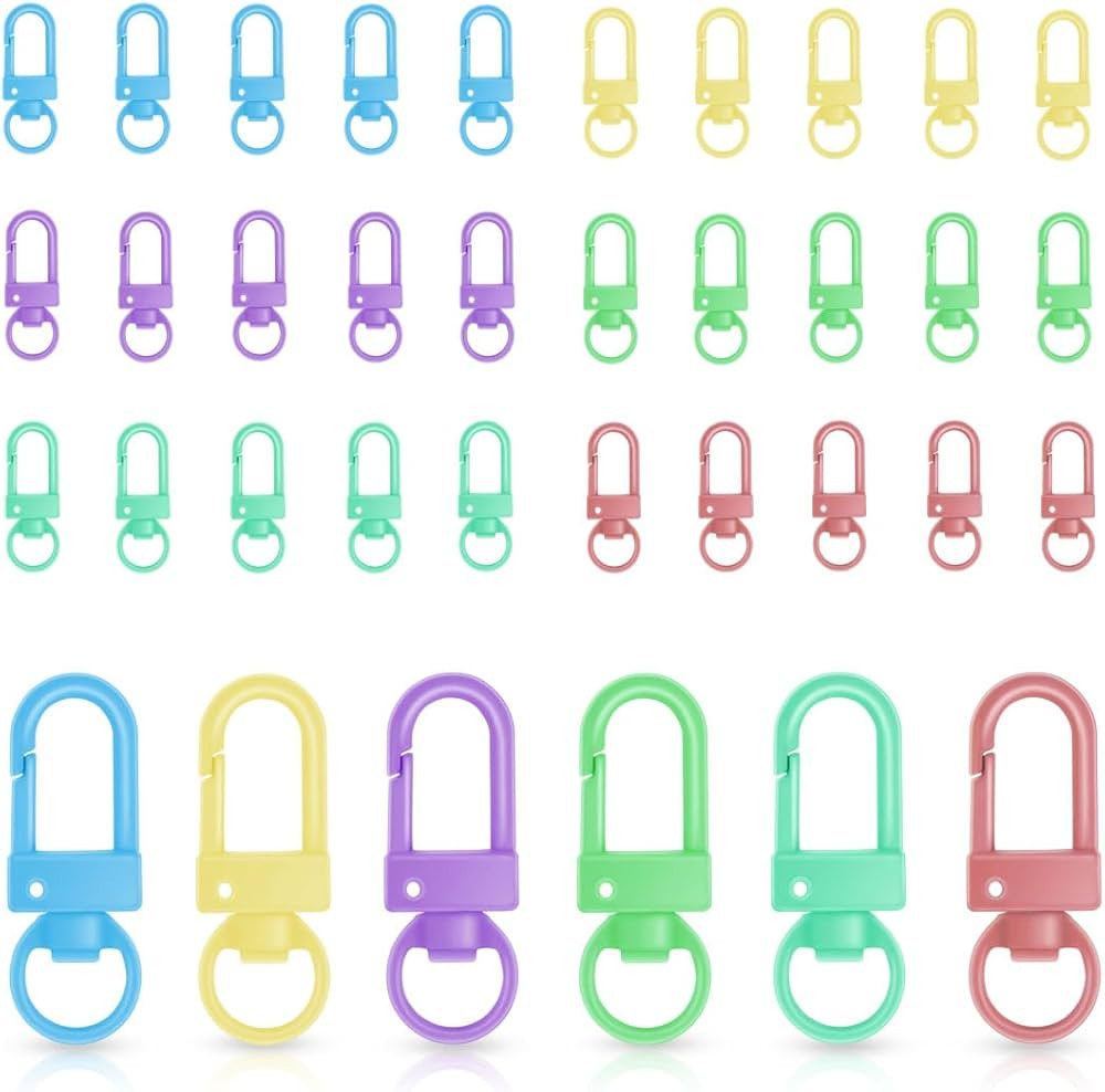 36 Pcs 6 Colors Metal Swivel Lobster Claw Clasps with Key Rings Keychain Clasps Swivel Lanyards T... | Amazon (US)