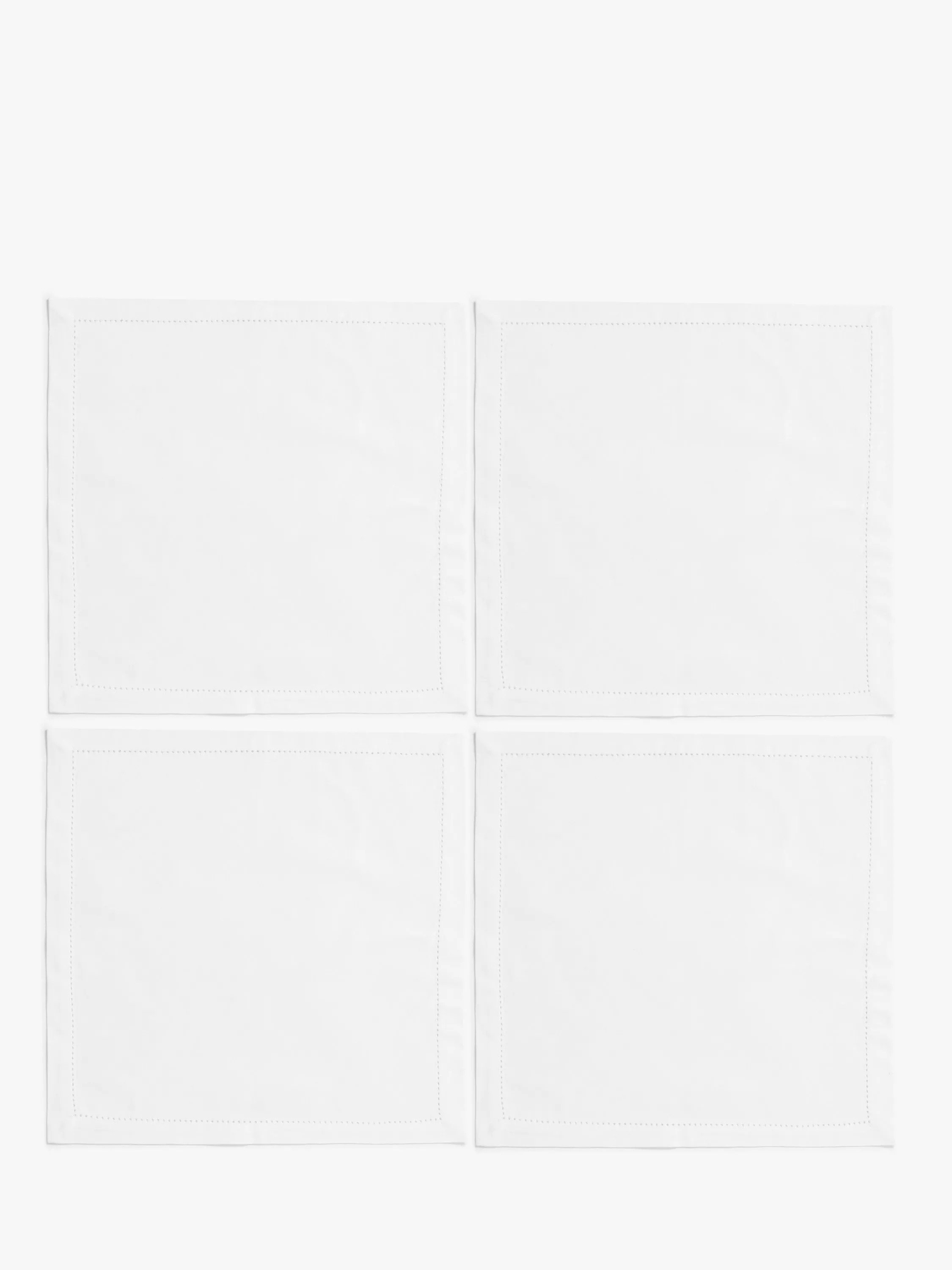 John Lewis Hem Stitch GOTS Organic Cotton Napkins, Set of 4, White | John Lewis (UK)