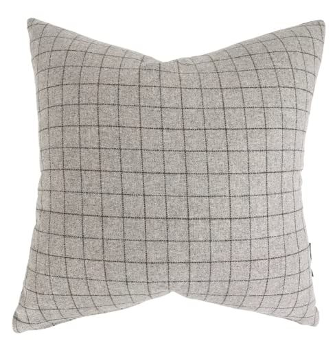 HACKNER HOME | Gray Wool Windowpane Pillow Cover | Gray and White (20" x 20", Modern) | Amazon (US)