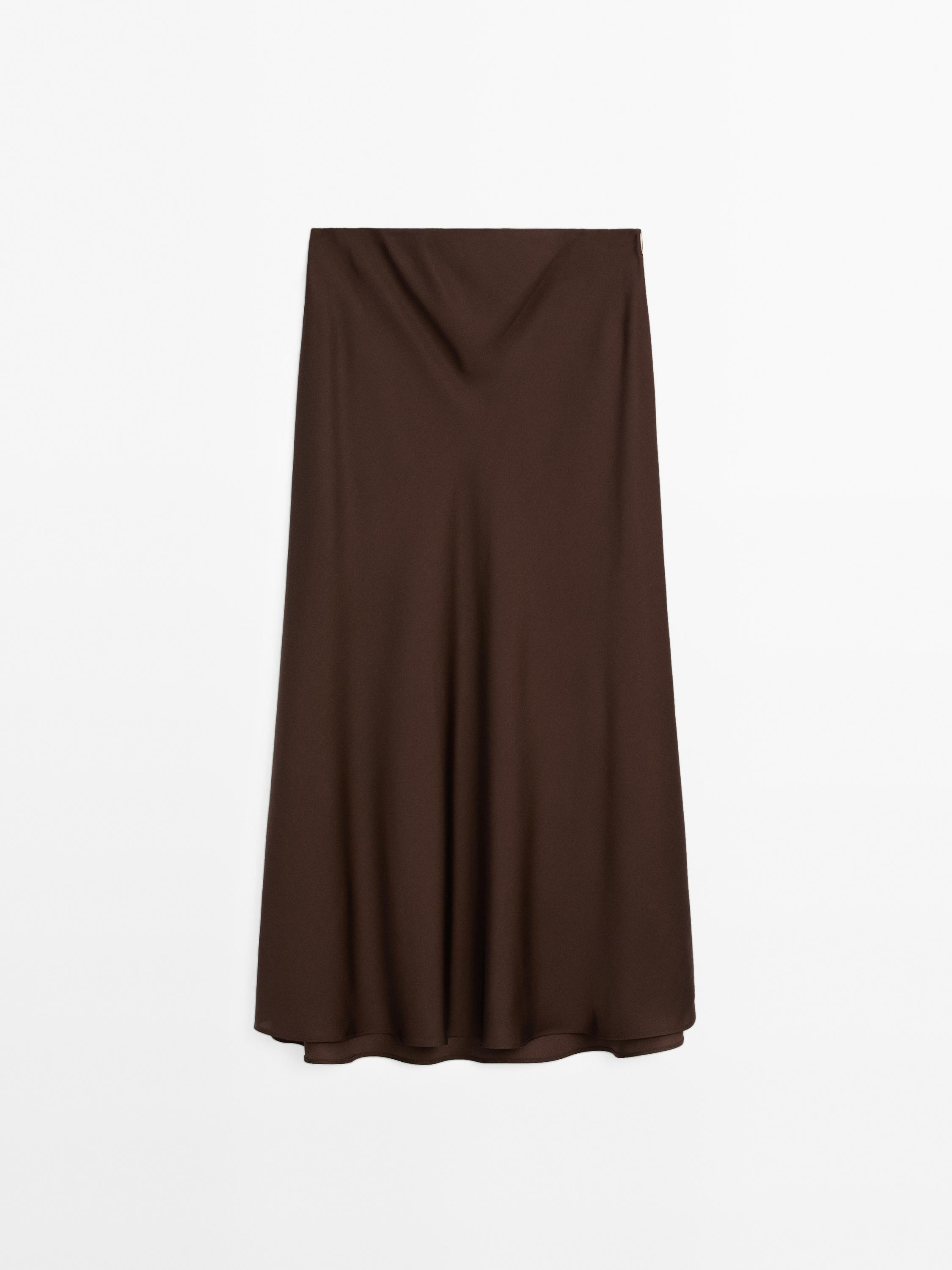 Flowing satin midi skirt · Chocolate · Sunglasses | Massimo Dutti | Massimo Dutti UK