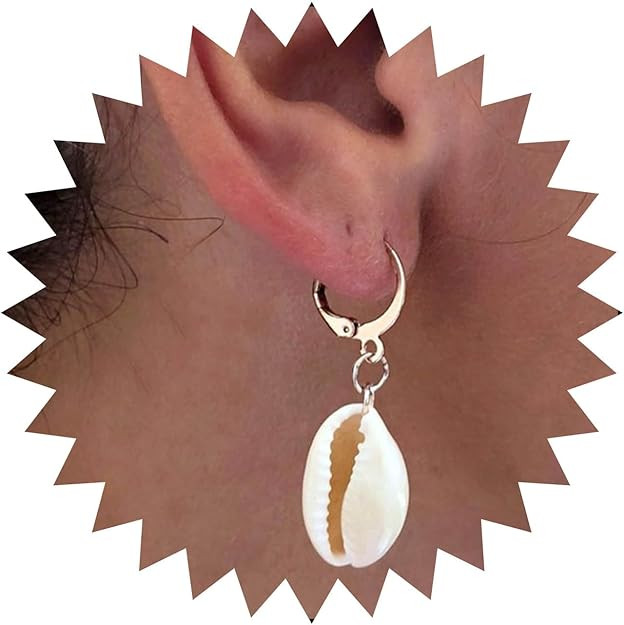 Vintage Cowrie Drop Earrings Puka Shell Dangle Earrings Shell Dangling Earrings Gold Cowrie Huggi... | Amazon (US)