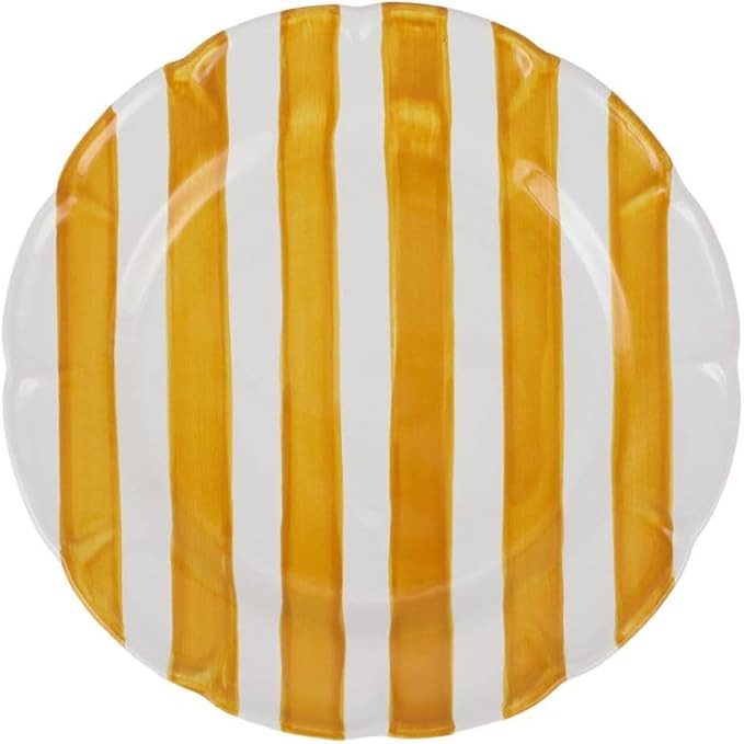 Vietri Amalfitana Yellow Stripe Dinner Plate, 10" Terra Cotta Ceramic Plate, Handcrafted Dinnerwa... | Amazon (US)