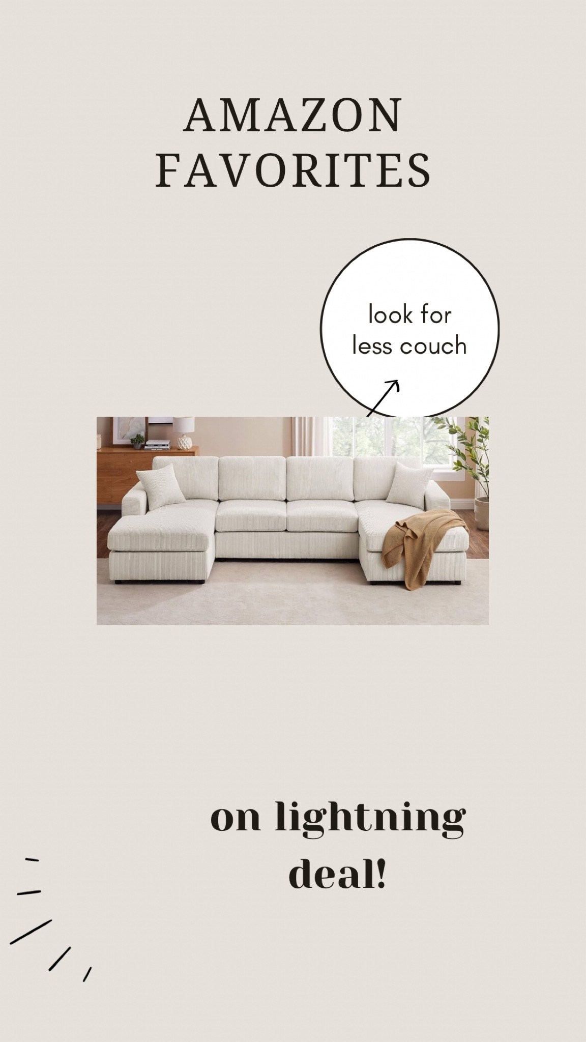 118'' U Shaped Sectional Sofa Couch, Corduroy Fabric Modern Cozy Jumbo Size 6-Seater Sofa, Double Chaise lounge 
Look for less couch
Amazon deal of the day 

#LTKStyleTip #LTKHome #LTKSaleAlert