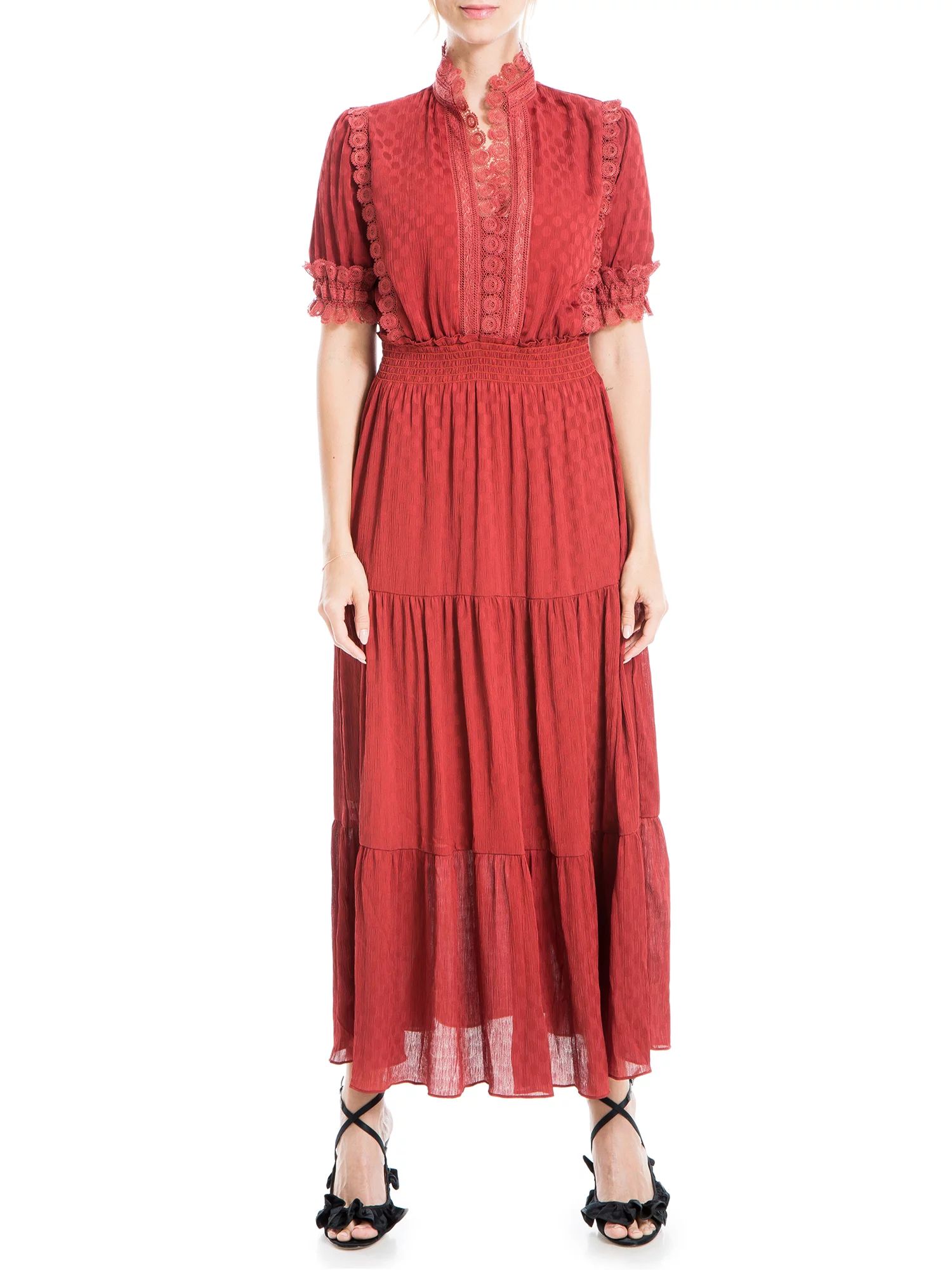 Max Studio Women's Jacquard Shine Dot Maxi Dress | Walmart (US)