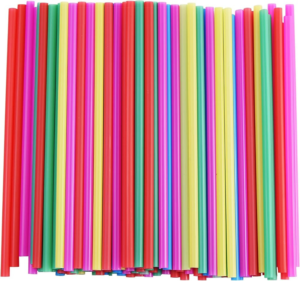 ALINK 8mm Wide Assorted Bright Colors Smoothie Straws, Fat Plastic Disposable Drinking Straws, Pa... | Amazon (US)