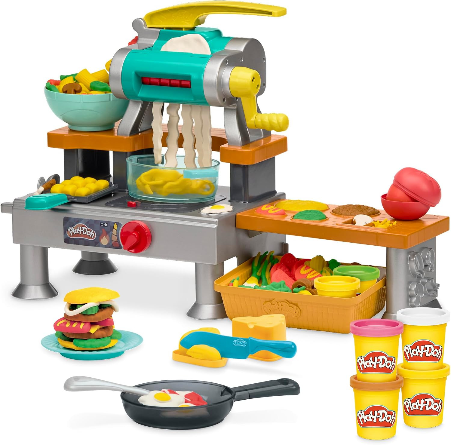 Play-Doh Super Sizzlin' Kitchen Playset, Realistic Cooking Toy Sounds, 25+ Play Foods to Create, Kids Arts & Crafts 3+ | Amazon (US)