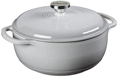 Lodge 4.5 Quart Enameled Cast Iron Dutch Oven with Lid – Dual Handles – Oven Safe up to 500° F or on Stovetop - Use to Marinate, Cook, Bake, Refrigerate and Serve – Gray | Amazon (US)
