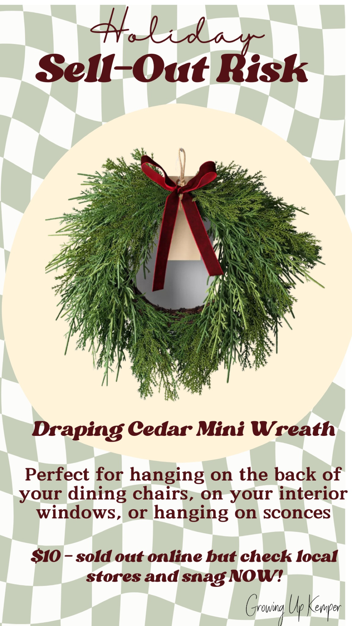 Beautiful mini wreaths with attached bow - perfect for the back of dining chairs, interior windows, or hanging from your sconces this holiday!

#LTKSeasonal #LTKHoliday #LTKHome