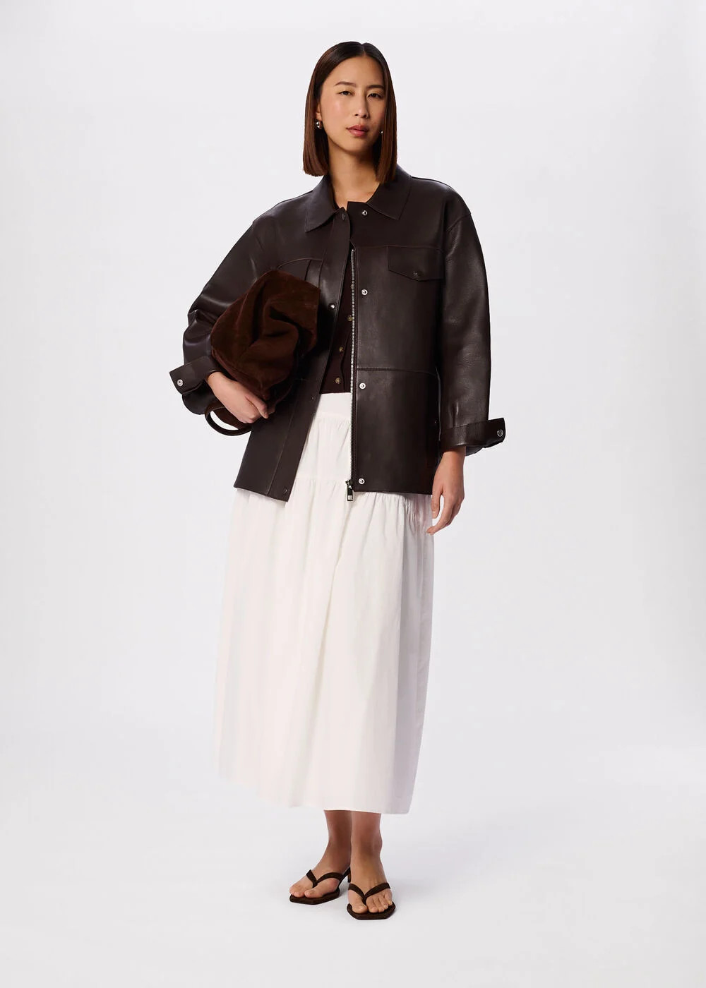 Brown Clean Bonded Leather Jacket | WHISTLES | Whistles UK | | Whistles