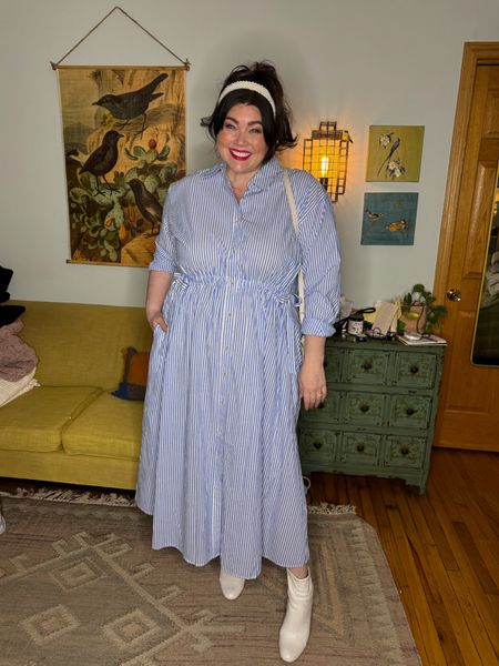 Styling this plus size blue and white striped shirt dress from my latest target haul! Paired with white accessories and an updo  

#LTKplussize #LTKstyletip #LTKfindsunder50