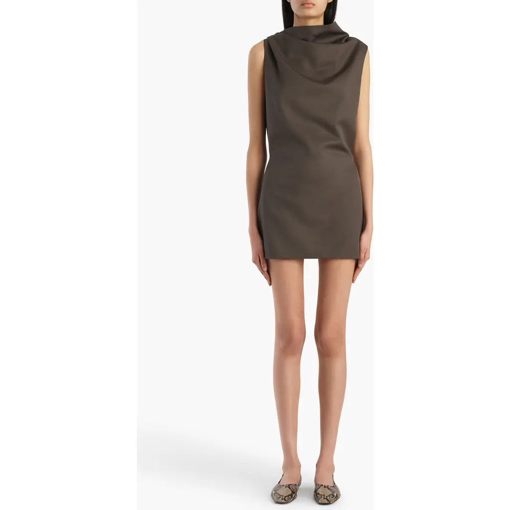 Khaite Astor Sleeveless Draped Virgin Wool Minidress in Clove at Nordstrom, Size 4 | Nordstrom