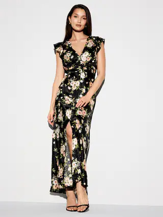 The Occasion by Old Navy Flutter-Sleeve Satin Maxi Dress | Old Navy (US)