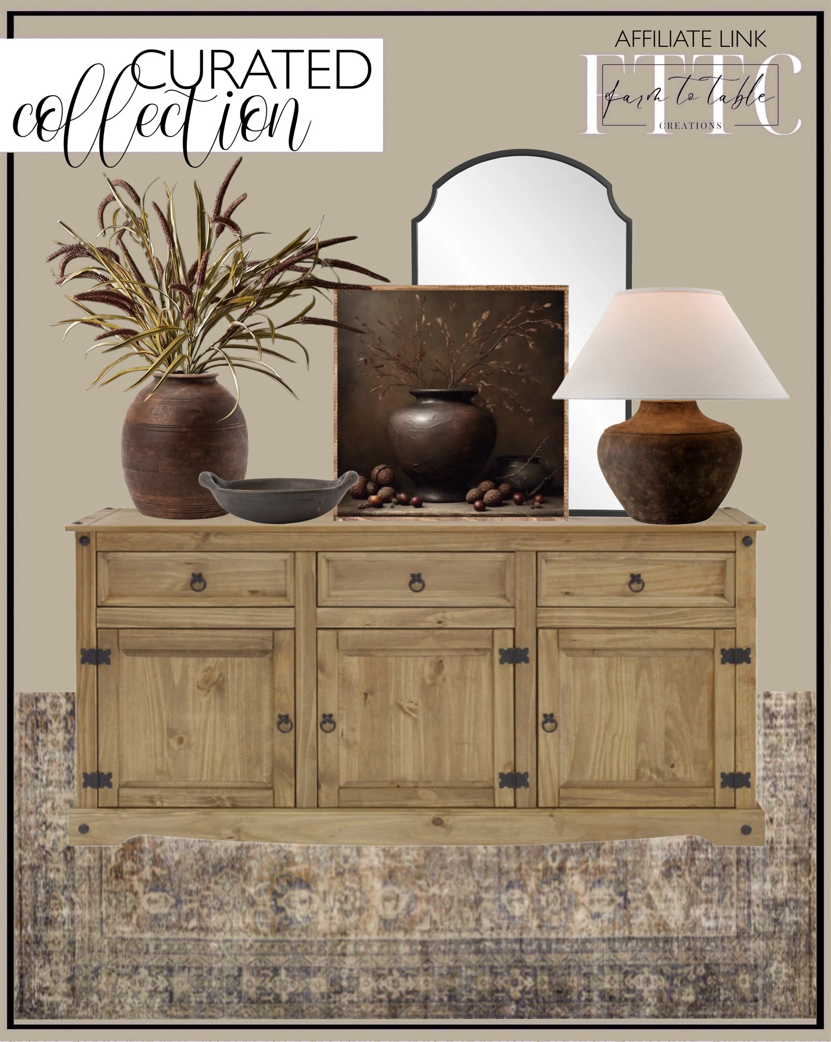 Curated Collection. Follow @farmtotablecreations on Instagram for more inspiration.

Use code FARMTOTABLE for 15% off artwork! 

Fruit of the Oak Tree Canvas Sign. Amber Lewis x Loloi Morgan Sunset / Ink Area Rug feat. CloudPile. Corona Solid Wood Sideboard. Keit Metal Arch Wall Mirror. Calabria Ceramic Table Lamp. McGee & Co. Aged Wood Vase. Pottery Barn Faux Dried Grass Branch. Terracotta Handled Bowl. 

Vintage Modern Inspired Decor | Fall Art Work | Fall Stems | Amazon Home | Skinny Bench | Bedroom | Living Room | Breakfast Nook | Amazon Home | Target Sale | Loloi Rugs | Magnolia Home | console table | console table styling | faux stems | entryway space | home decor finds | neutral decor | entryway decor | cozy home | affordable decor |  home decor | home inspiration | fall stems | fall console | spring vignette | fall decor | spring decorations | console styling | entryway rug | cozy moody home | moody decor | neutral home | Wayfair Deals



#LTKFindsUnder50 #LTKHome #LTKSaleAlert