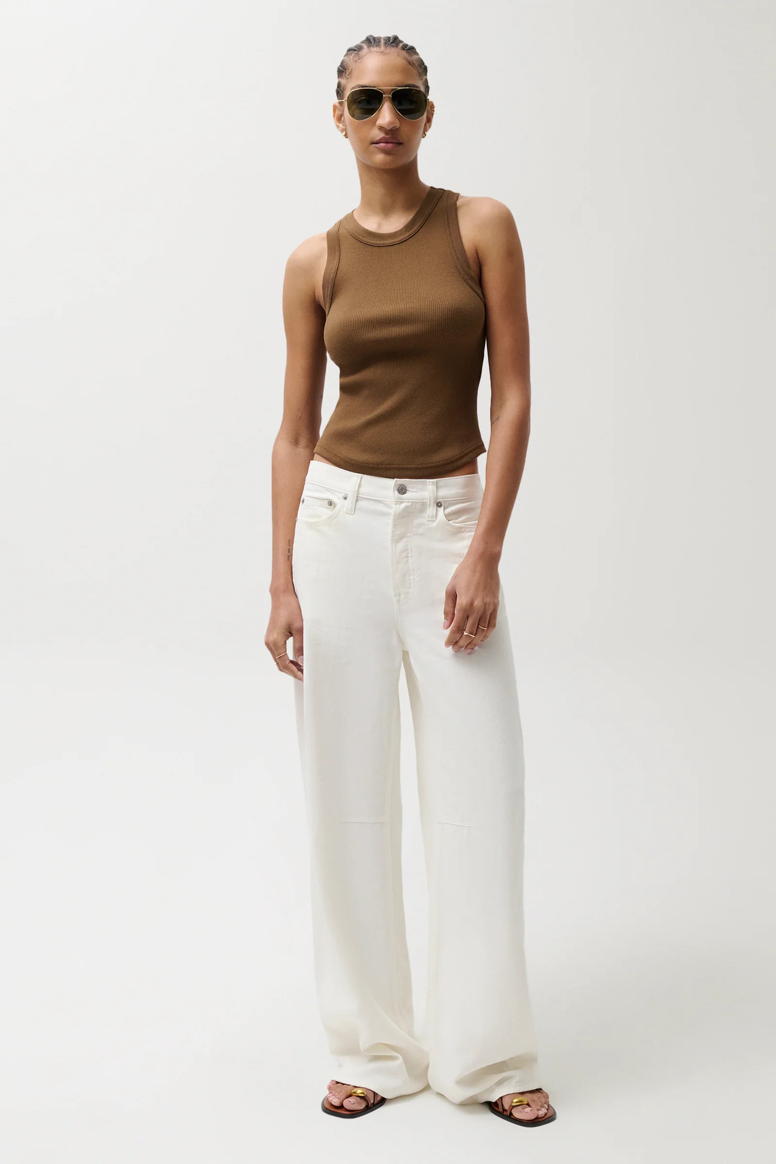 Sydney High Rise Bowed Linen Wide - Egret | Pistola Denim