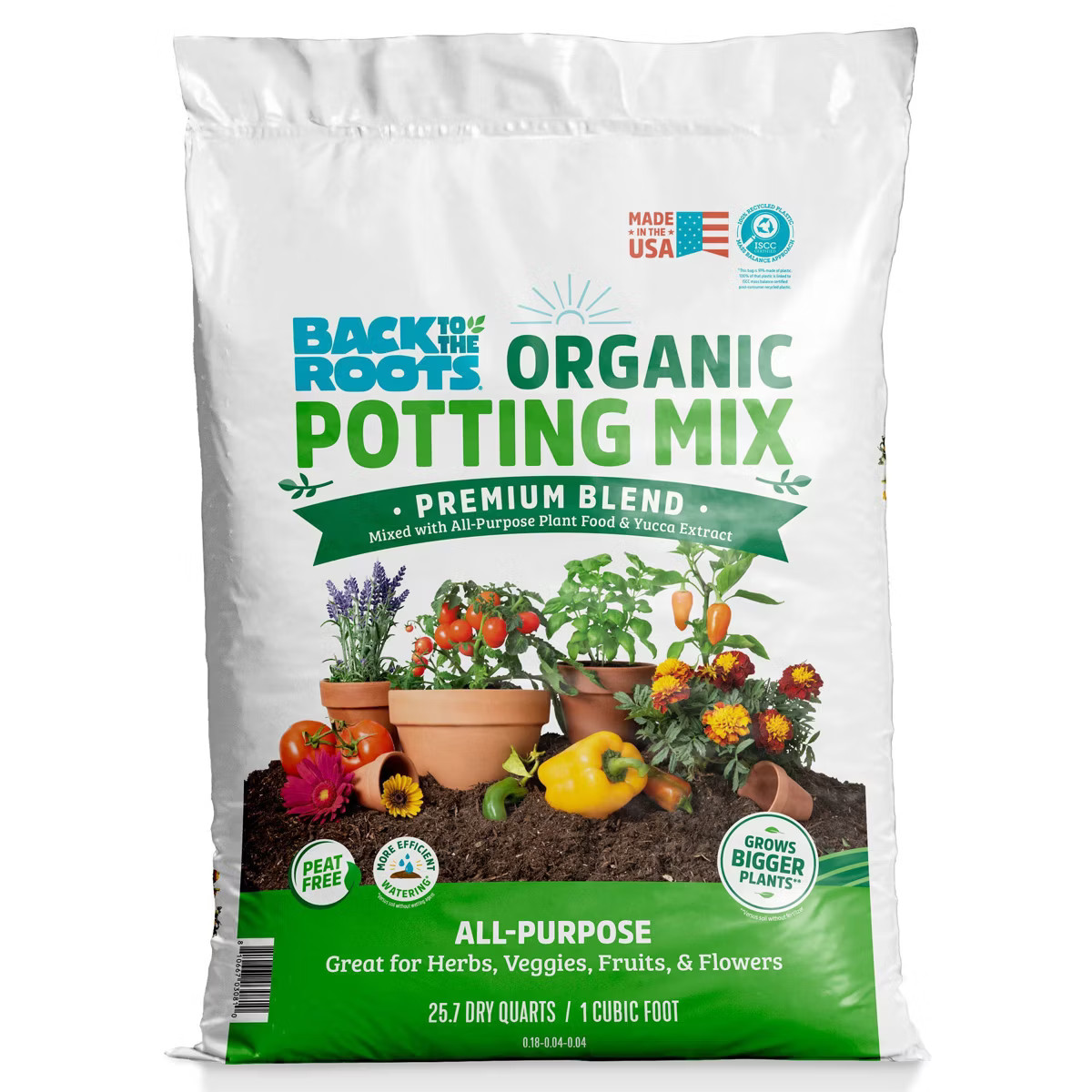 Back to the Roots 25.7qt Organic Potting Mix Premium Blend All Purpose: Soil for Flowers & House ... | Target