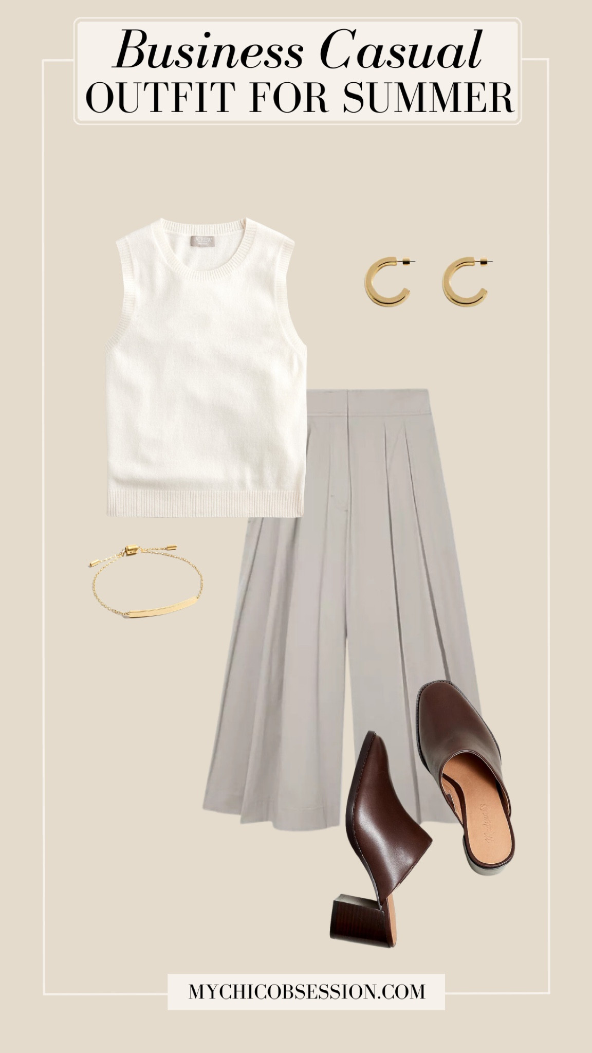 If you want to give pleated culottes a try for a business casual look, try pairing them with a knitted top, mule slides and simple jewelry!

#LTKworkwear #LTKstyletip #LTKSeasonal