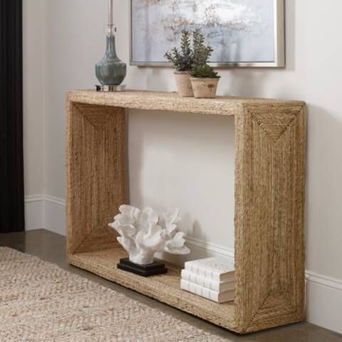 Uttermost Rora 52"W Natural Woven Banana Plant Console Table | Lamps Plus