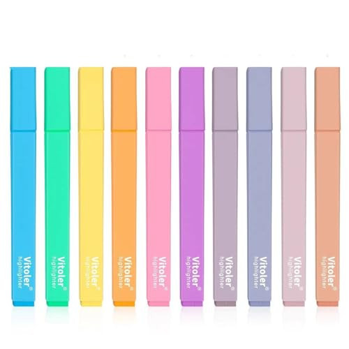Piochoo Highlighters,10Pcs Bible Highlighters,Chisel Tip Bible Markers,Pastel Purple Highlighter for Journaling Planner Notes School Supplies, assorted colors no bleed Pens | Amazon (US)