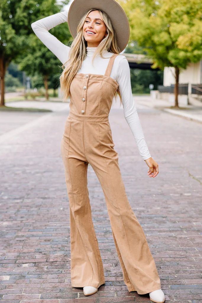 Speaking My Language Taupe Brown Corduroy Jumpsuit | The Mint Julep Boutique