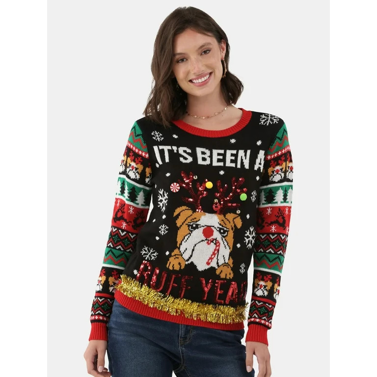 No Boundaries Christmas Sweater, Women's and Women's Plus | Walmart (US)