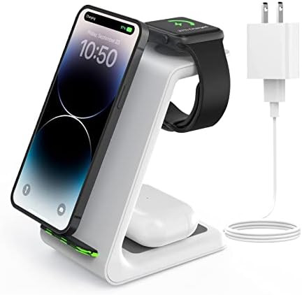Wireless Charging Stand, GEEKERA 3 in 1 Wireless Charger Dock Station for Apple Watch 8 7 6 SE 5 ... | Amazon (US)