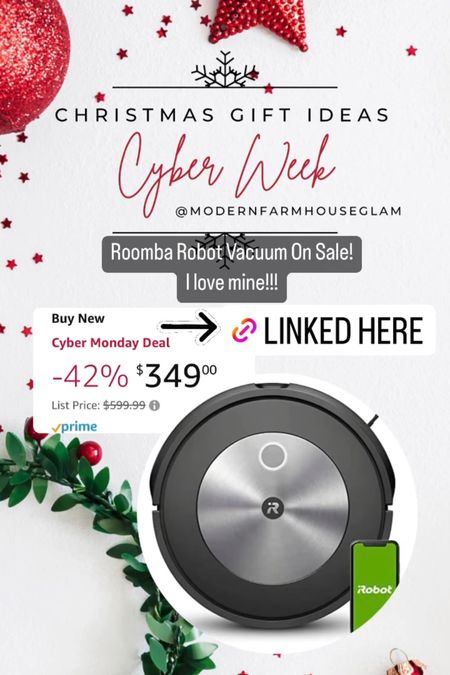 Amazon Roomba robot vacuum, cyber Monday sale gift guide holiday Christmas 

#LTKhome #LTKCyberweek #LTKsalealert