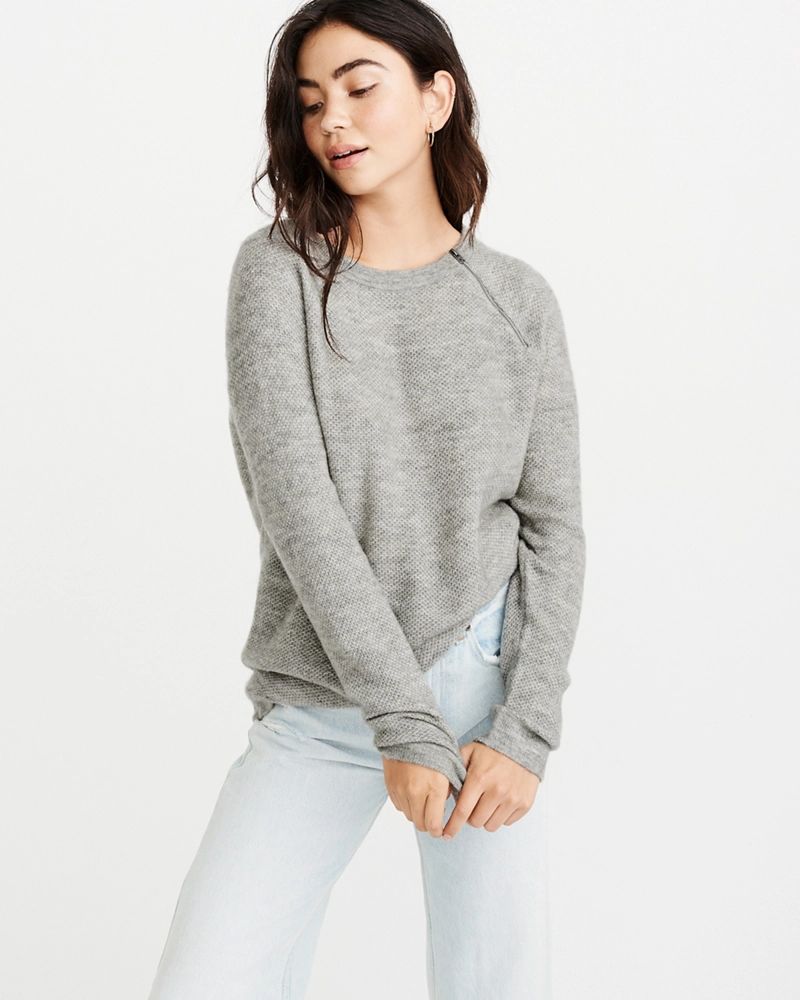 Pullover Zipper Crew Sweater | Abercrombie & Fitch US & UK