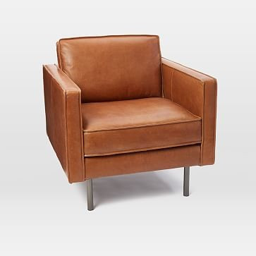 Axel Armchair Leather, Saddle | West Elm (US)