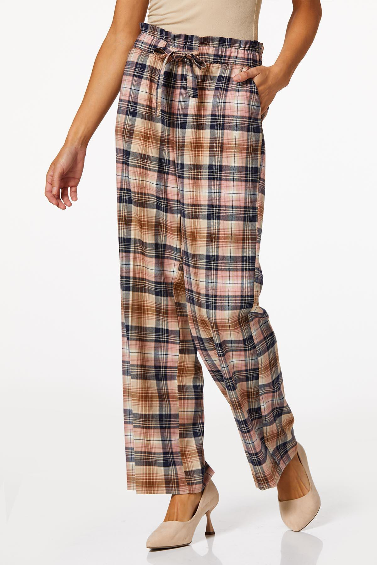 Plaid Tie Waist Pants | Cato Fashions