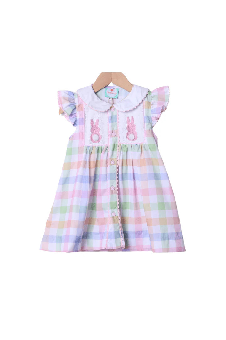 Smocked Pastel Plaid Bunny Dress | The Smocked Flamingo