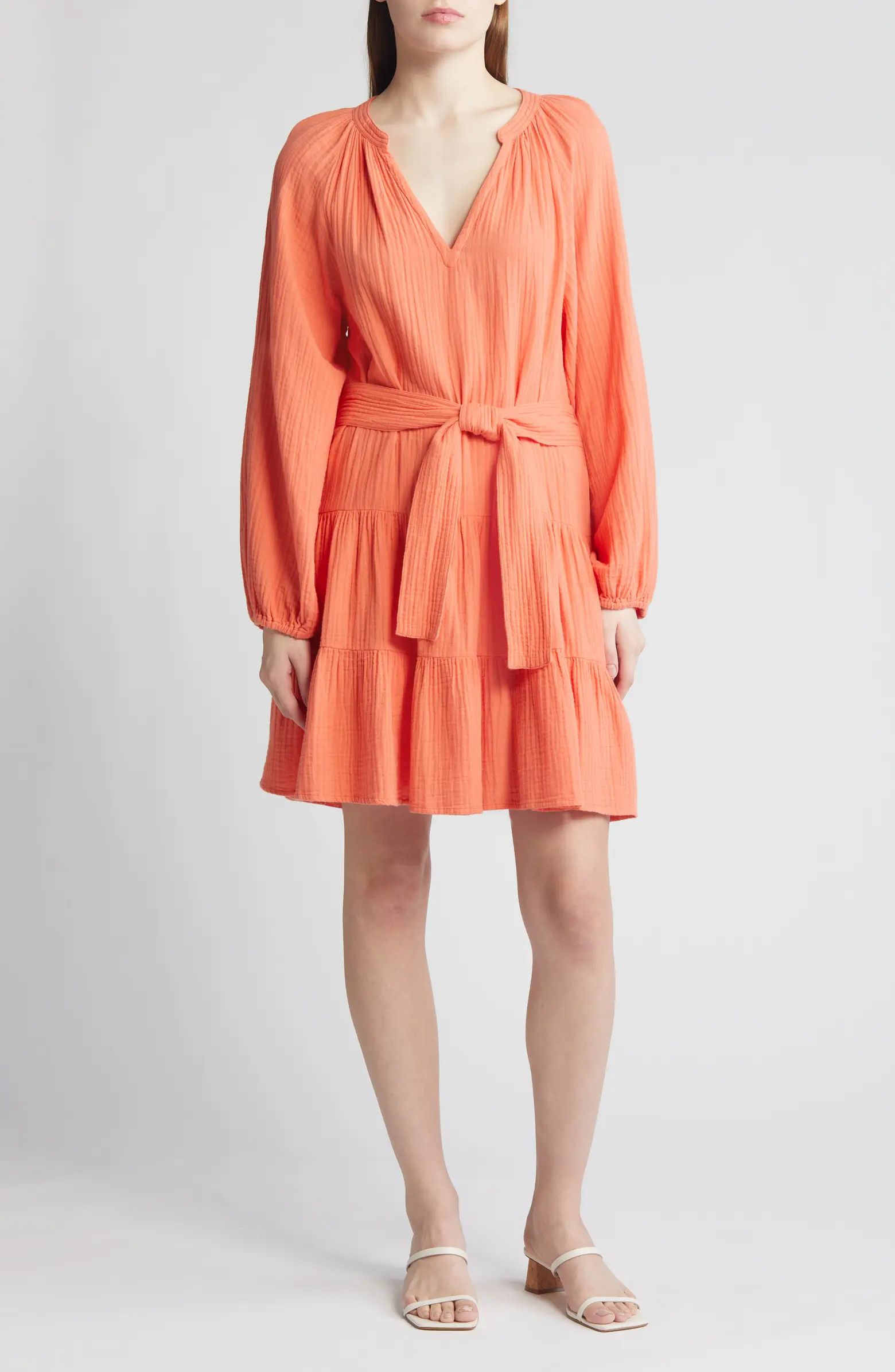 Rails Aureta Long Sleeve Organic Cotton Gauze Dress | Nordstrom | Nordstrom