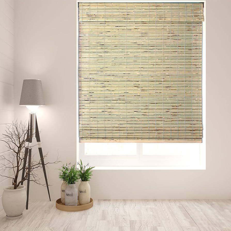 ARLO Bamboo Roman Shades, Petite Rustique, 38" W x 60" H,Cordless Light Filtering/Sheer Window Bl... | Amazon (US)