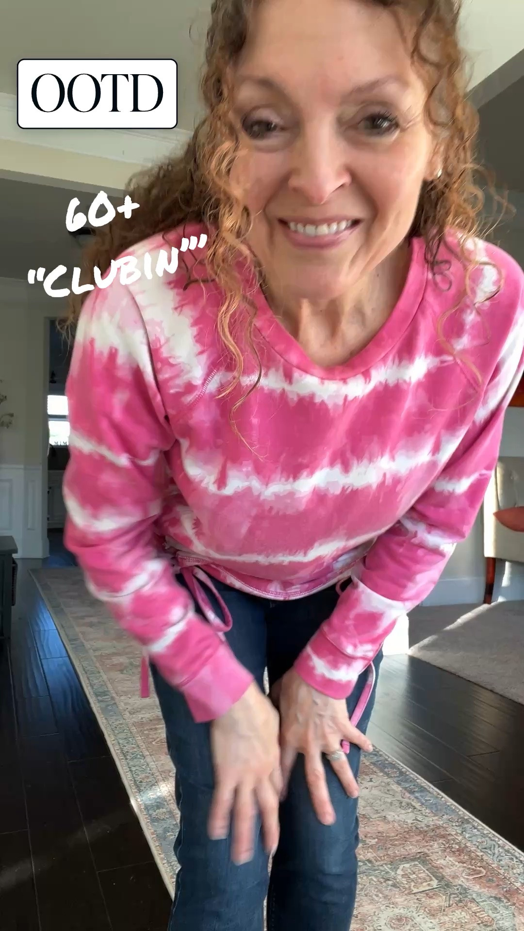 5’2” 60+
Heading to the “club” so the dancing shoes of the day are super comfy Chacos sandals, paired with skinny jeans and a pink tie-dye sweatshirt, because Costco is a huge refrigerator.)😉 

 #OOTD #LTKootd #LTKOver40