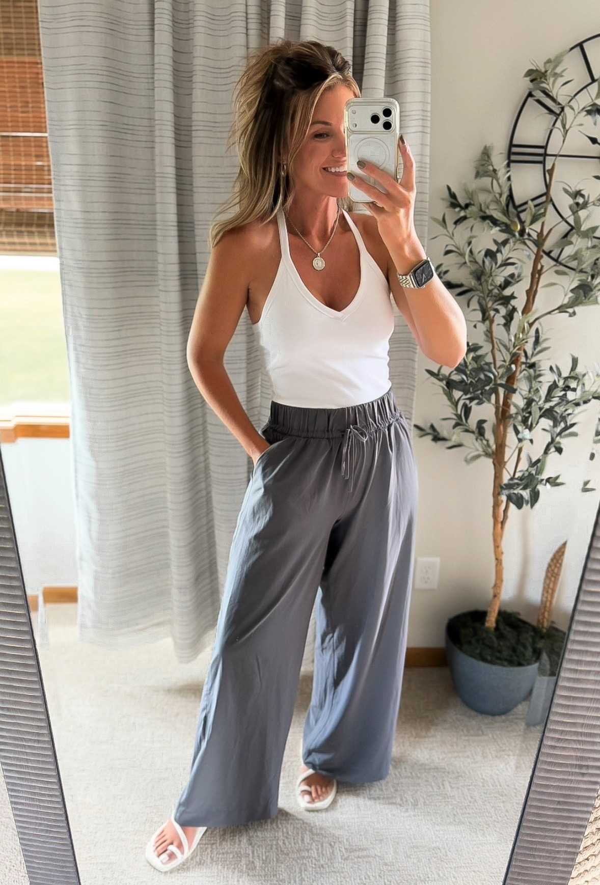 Casual OOTD. Staples I always reach for. Amazon tank with built in bra (medium). Target lightweight pants (no longer available in grey, wearing medium) Crocs sandals that are comfortable and stylish.

#LTKSeasonal #LTKOver40 #LTKmomlife