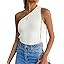 ZESICA Women's One Shoulder Tank Summer Sleeveless T Shirt Ribbed Knit Slim Fit Sexy Casual Basic... | Amazon (US)
