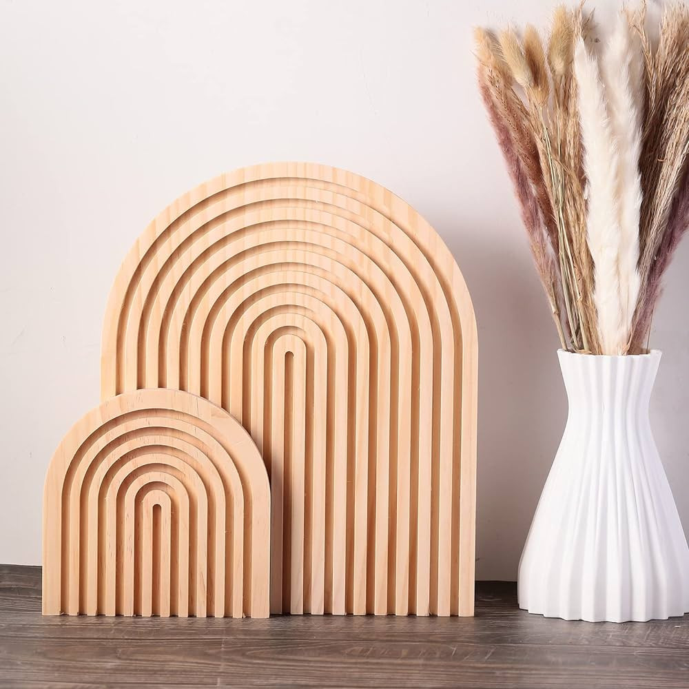 Pinkunn 2 Pcs Decorative Wooden Charcuterie Boards Thicken Rainbow Shaped Wood Cutting Board Boho... | Amazon (US)