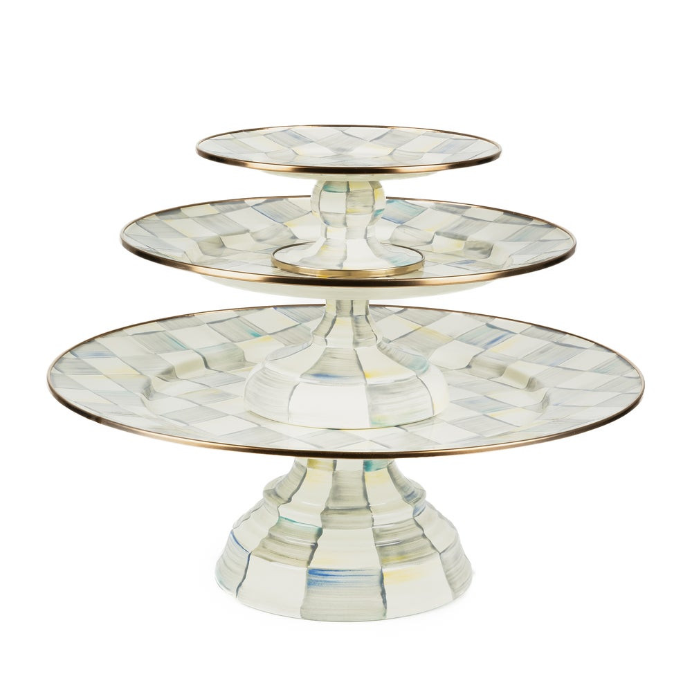 Sterling Check Small Pedestal Platter | MacKenzie-Childs