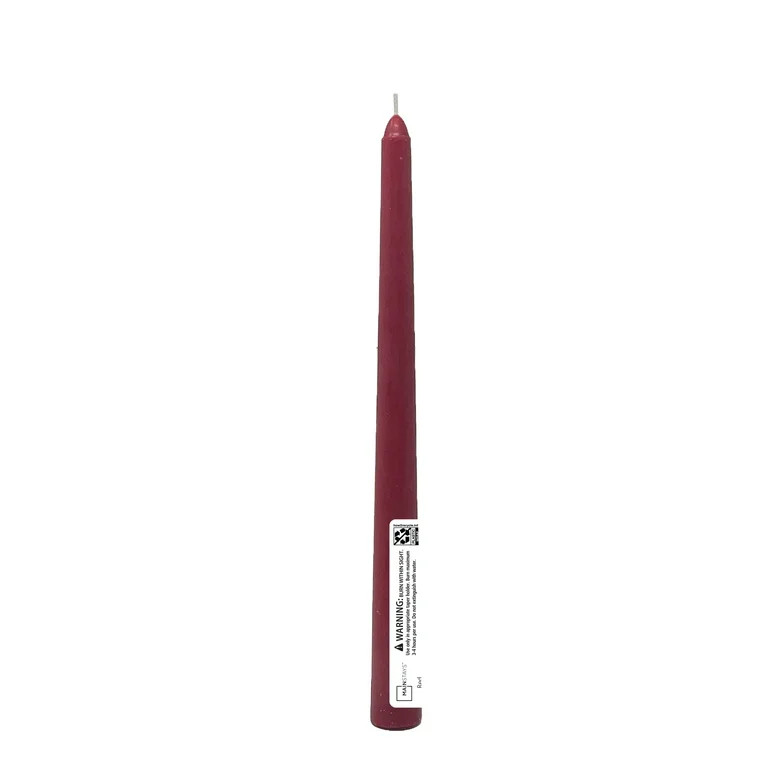 Mainstays Paraffin Wax 10" Taper Candle, Unscented, Red | Walmart (US)