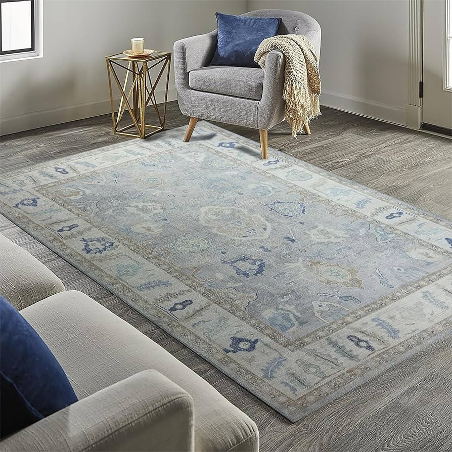 Modern Oushak Rug, Vintage Turkish Grey Oriental Antique Inspired Washable Area Rugs, Luxury Livi... | Amazon (US)