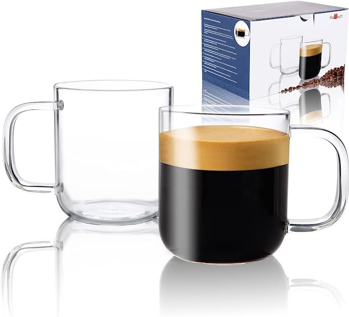 Amazon.com | Aquach Glass Mugs 16 oz Set of 2, Large Clear Glass Cup with Handle for Hot/Cold Cof... | Amazon (US)