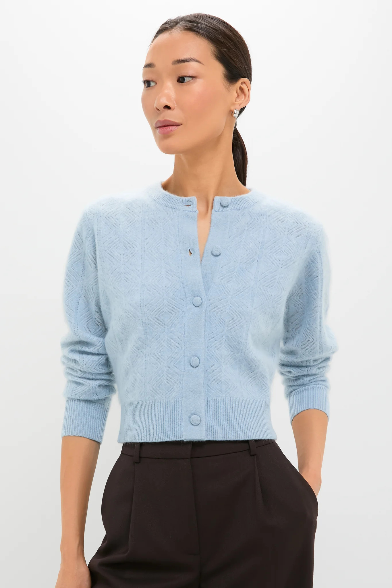 Light Blue Brushed Merino Wool Macy Cardigan | Tuckernuck (US)